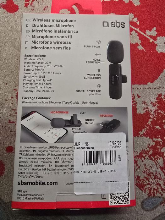 Microfone Wireless SBS