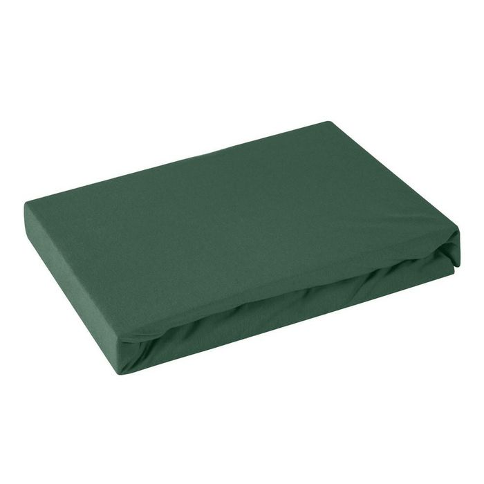 Prześcieradło jersey z gumką 220x200 zielone ciemne na wysoki materac 30 cm 125 g/m2