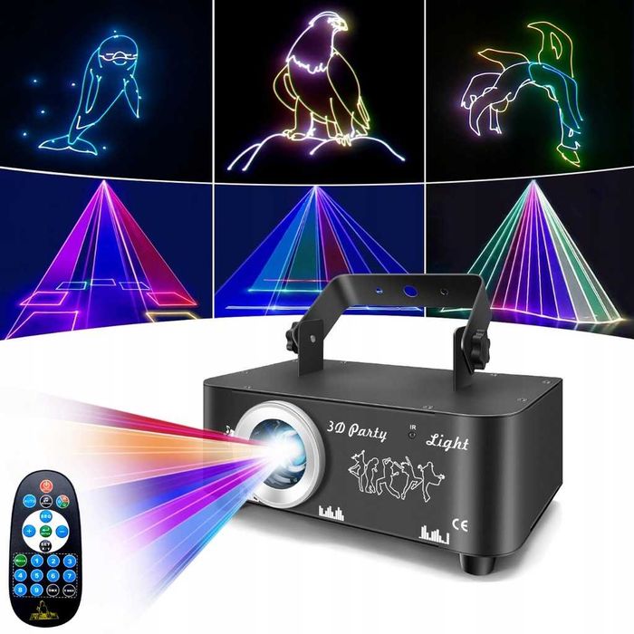 Projektor Laserowy Ruchome animacje DMX Sterowanie Dźwiękiem Pilot