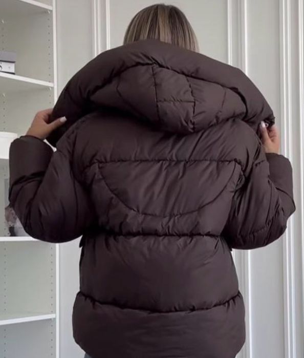 Куртка пуффер евро зима весна осень шоколадний колір