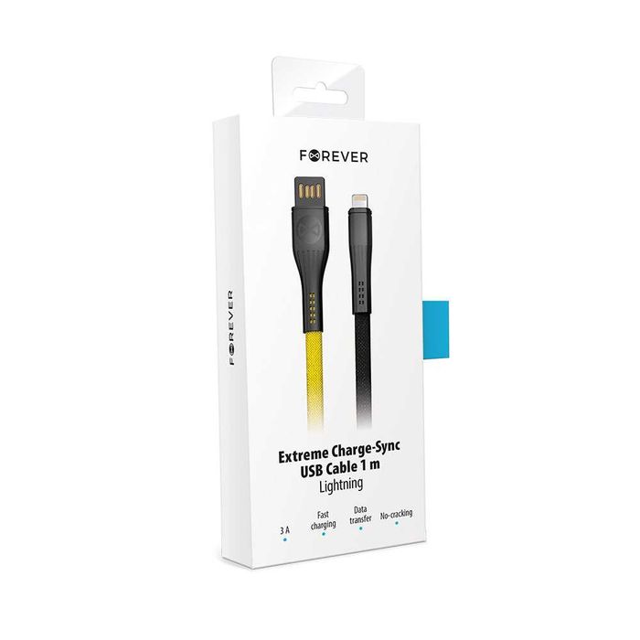 Kabel USB-Lightning iPhone 1M 3A Forever Extreme Niełamliwy!