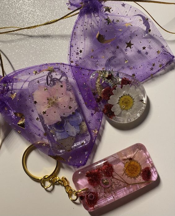 Brelok kwiecisty do kluczy handmade