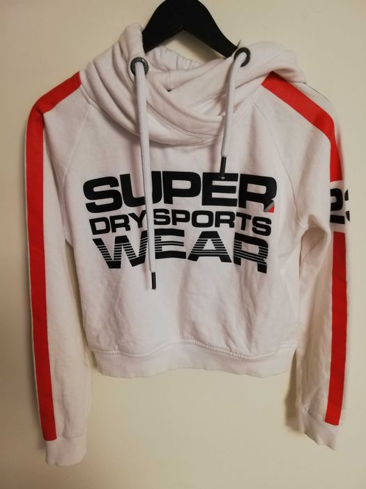bluza Superdry S 36 biała z kapturem krótka bluza Superdry xs s