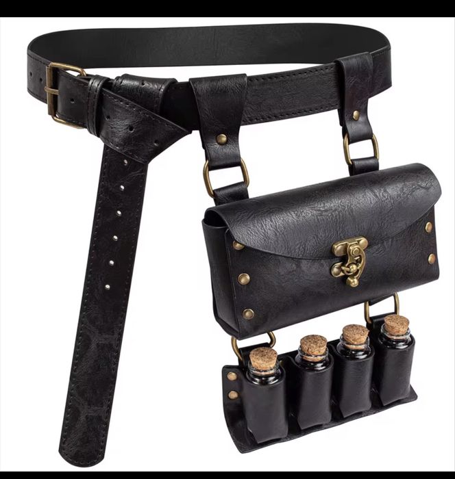 Pas Alchemika/LARP/Fantasy–skórzana sakwa,torebka+buteleczki eliksirów