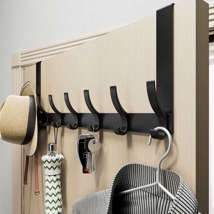 Wieszak na drzwi ręczniki ubrania 14 haków czarny loft