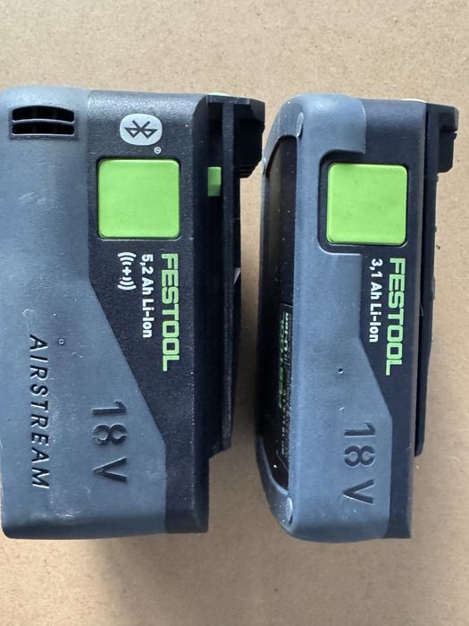 Pakiet Akumulatorów 1x 3.0Ah i 1x 5.2Ah festool 18V stan idealny.