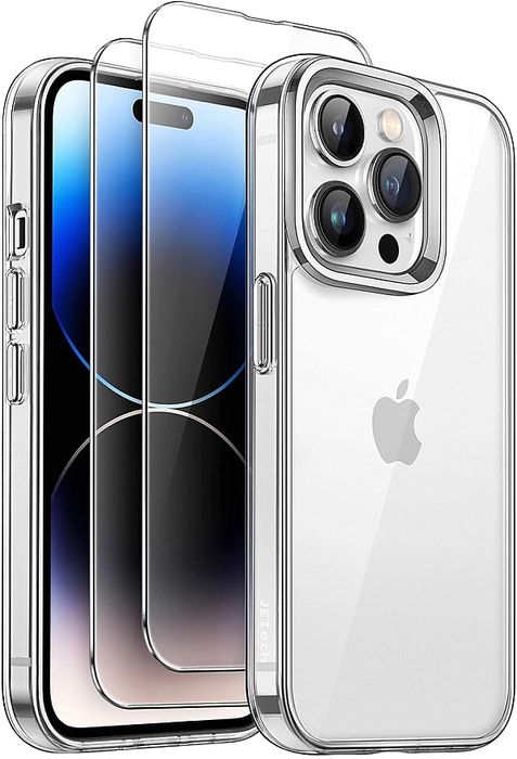 Etui iPhone 14 Pro 6,1" x2 Szkło Hartowane JETech przezroczyste nieżół