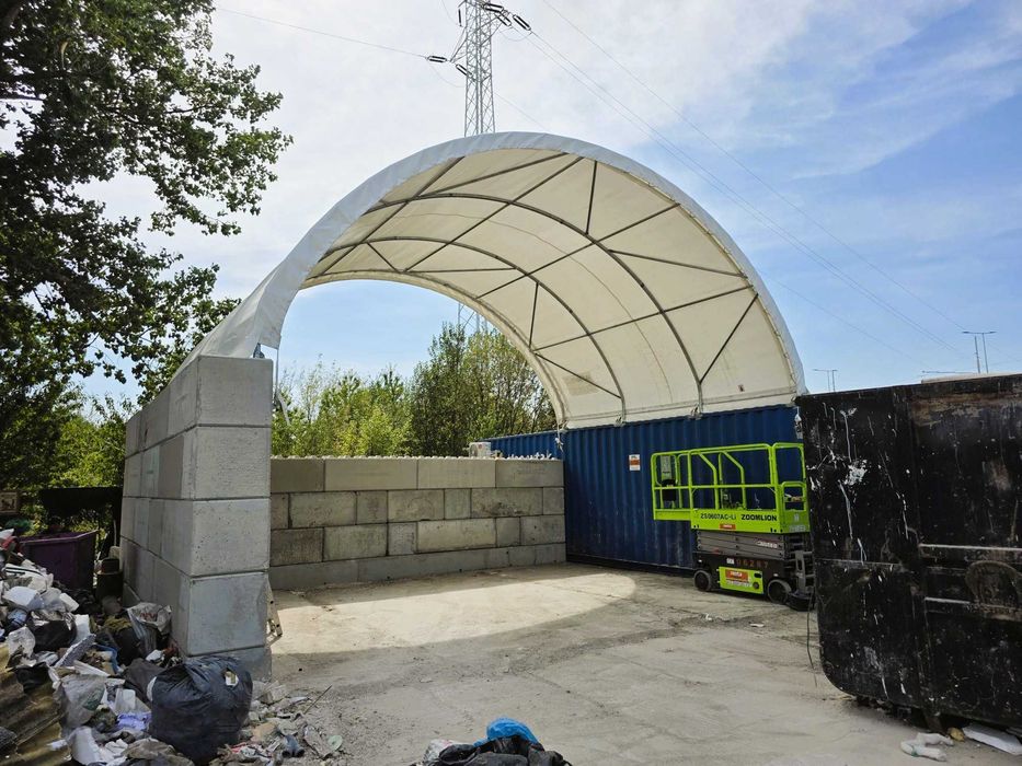 Dach kontener morski namiot zadaszenie budowlany kontenery 8x6 m wiata