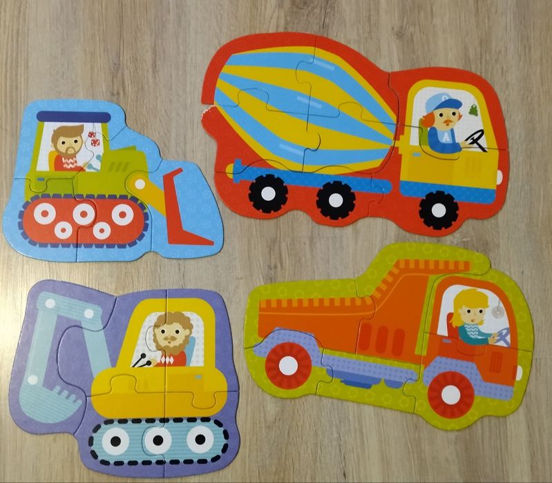 Puzzle 2+ CzuCzu -zestaw Robaczki i Pojazdy na budowie