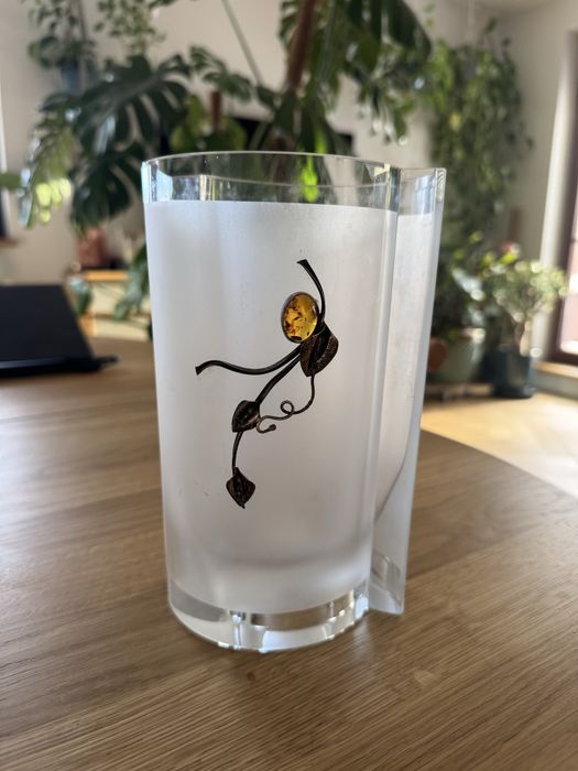 Wazon swiecznik srebro bursztyn