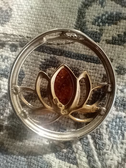 Naszyjnik "Kwiat Lotosu" srebrny z burszytnem