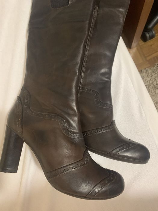 Brown leather boots