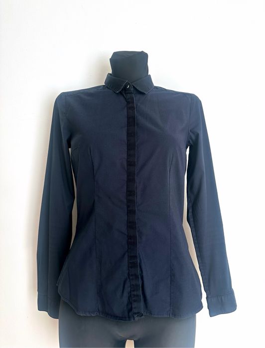 Granatowa damska koszula elegancka biurowa do pracy basic S 36 H&M