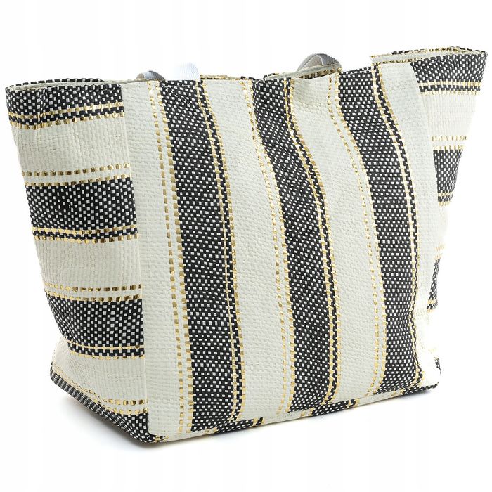 Torba Plażowa Shoper Bag Torebka Na Plażę w paski lekki materiał