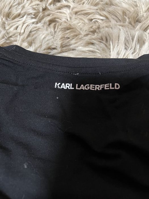 Karl Lagerfeld t-shirt koszulka czarna napisem r XS przyjemny materiał