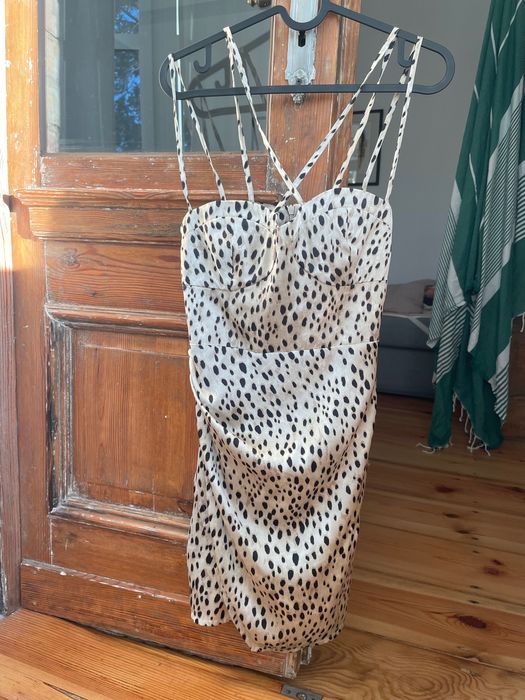 Zara nowa satynowa sukienka panterka leopard cętki