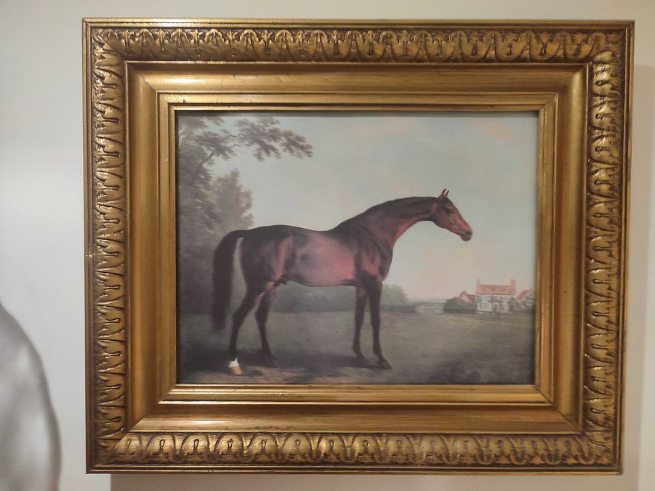 Quadros com cavalos. Conjunto de dois quadros com cavalo negro e castanho