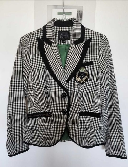 Casaco Stradivarius preto e branco, tamanho M