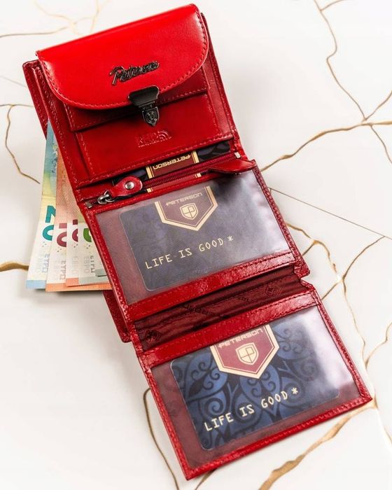 zestaw prezentowy: skórzany portfel damski i brelok - peterson