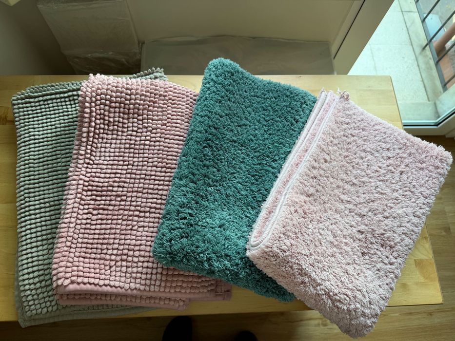 Tapetes de banho rosa / verde / toupeira