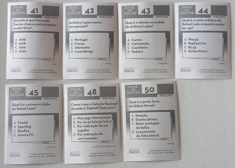 Conjunto 7 cromos Fome de vencer