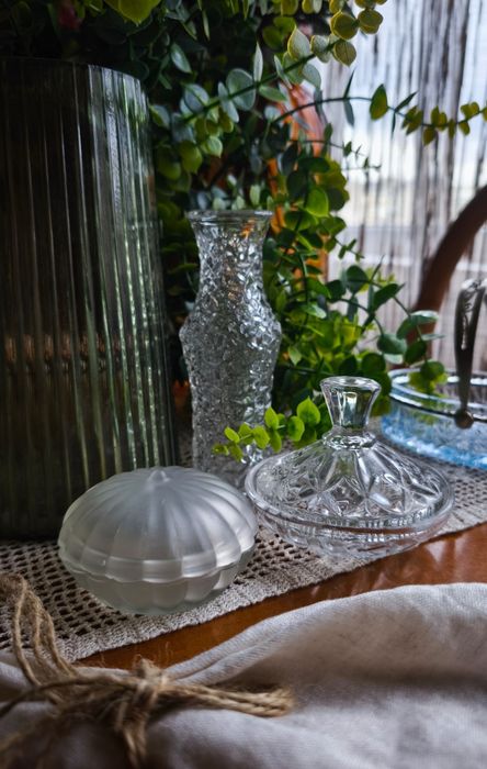 Шкатулка скринька пудреница старинное стекло подарок винтаж декор дом