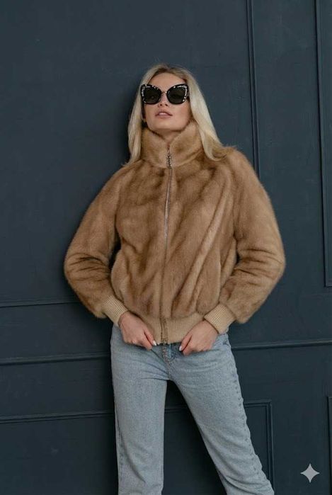 Норковая шуба бомбер куртка  Saga Furs Италия цвет соболь