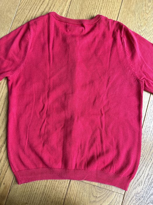 Sweter zapinany czerwony, cekinowe serduszka, H&M, r.122/128, 6-8 lat