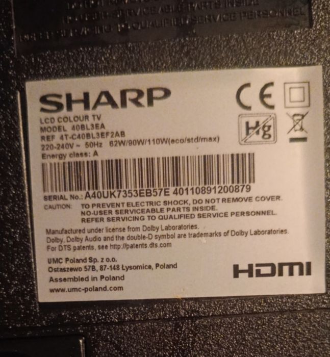 Płyta główna do telewizora Sharp 40BL3EA
