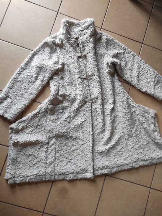 Thing maxi długie futro z naturalnych królików śmietankowy oversize