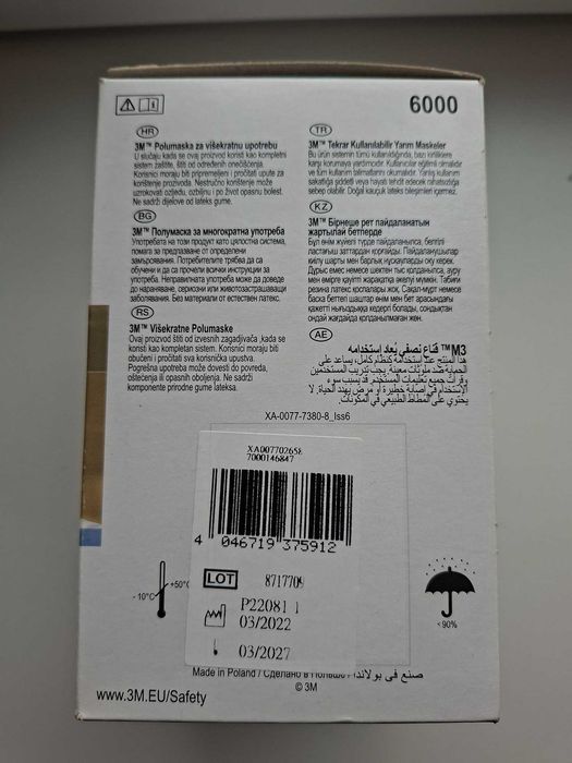 3M Lakiernicza półmaska twarzowa serii 6000 r. M + filtry/pochłaniacze
