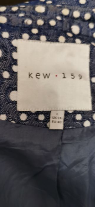 KEW 159 - Piękny, elegancki niebieski żakiet w groszki roz.L- EU 40,UK