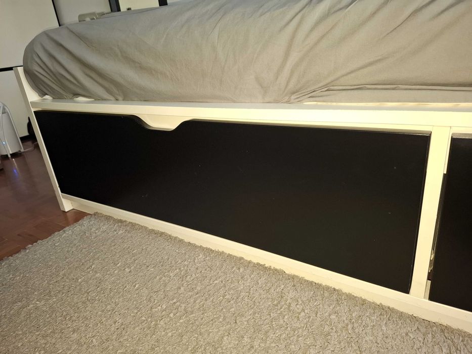 Cama individual IKEA FLaxa + Estrado + Colchão