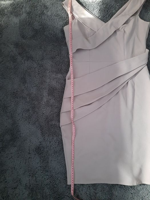 Sukienka elegancka chrzciny wesele M 38 pudrowy róż