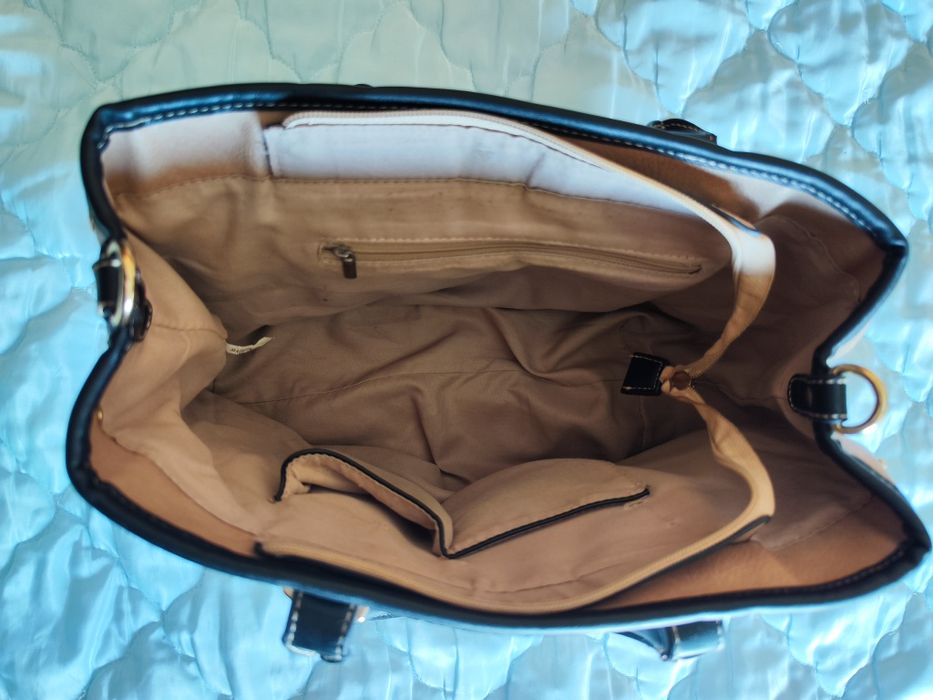 Bolsa tote bege e preto