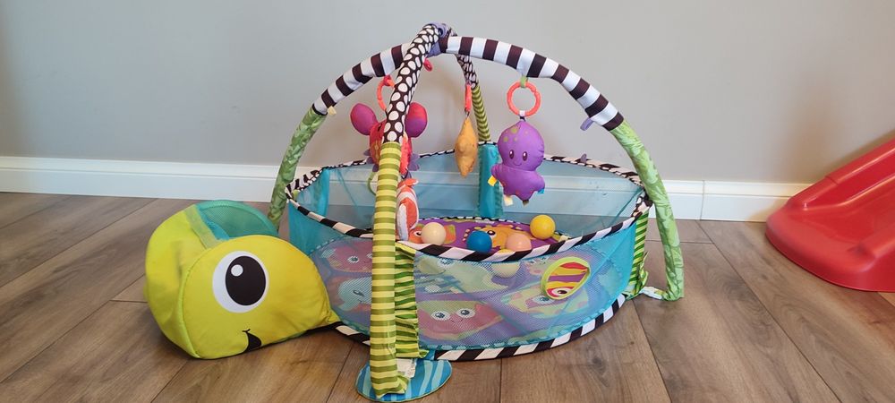 Mata niemowlęca edukacja 3w1 basenik z piłeczkami Lean Toys Żółwik