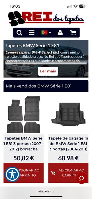 Tapete bagageira bmw serie 1 3p