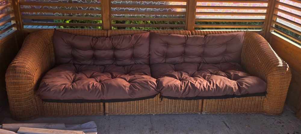 Sofa kanapa ogrodowa prawdziwy ratan