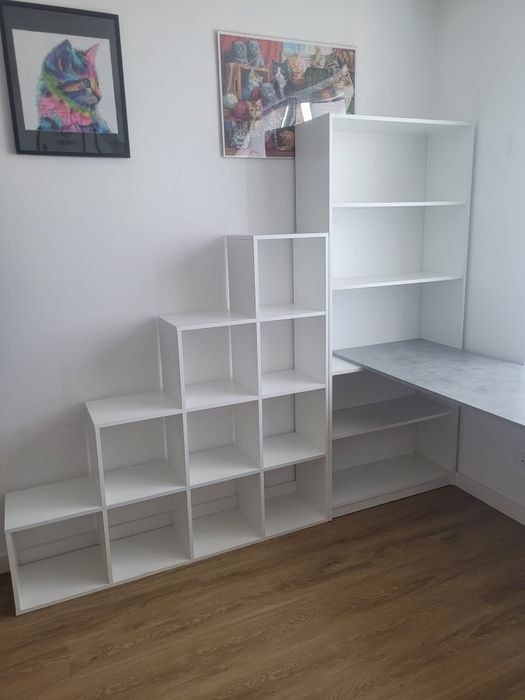 Biurko, słupek, regał schodki