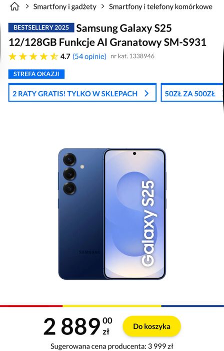 Samsung Galaxy S25 5G 8/128 GB gran NOWY