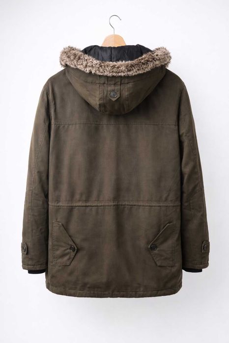 Casaco Parka ZARA Verde Caqui com Capuz e Pêlo – Inverno – M
