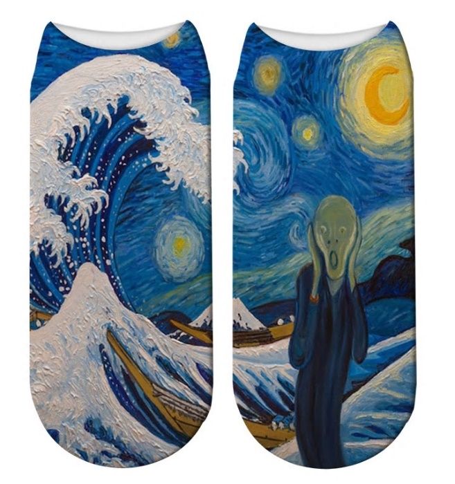 Meias de senhora padrão Van Gogh (novas)