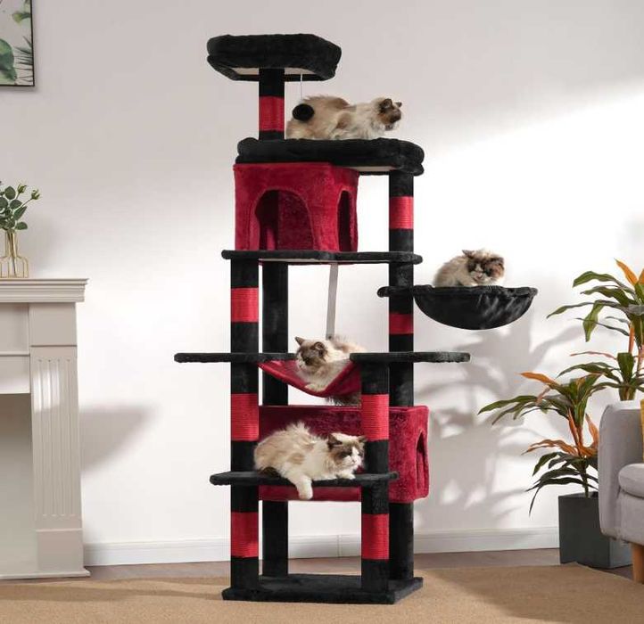 Drapak dla kota 178CM wieża 2 domki legowisko hamak zabawka STABILNY