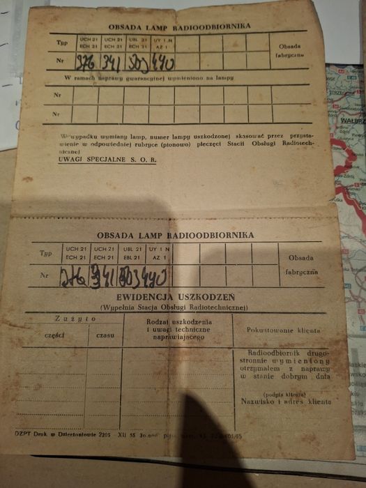 Stalinogród Instrukcja Mazur radio i karta gwarancji 1955 rok