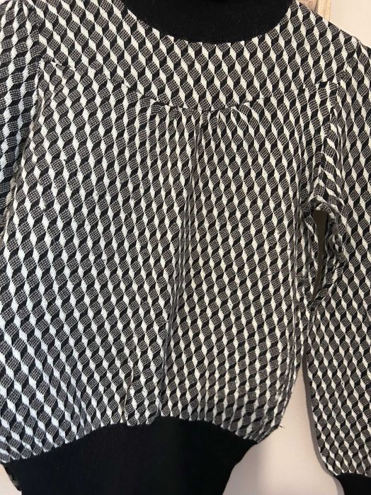 Sweter sweter golf w pepitkę Lee woman XS 34 biało-czarny