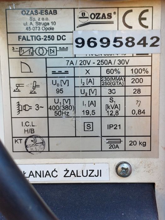 Spawarka ESAB Fatig 250 DC z Osprzętem