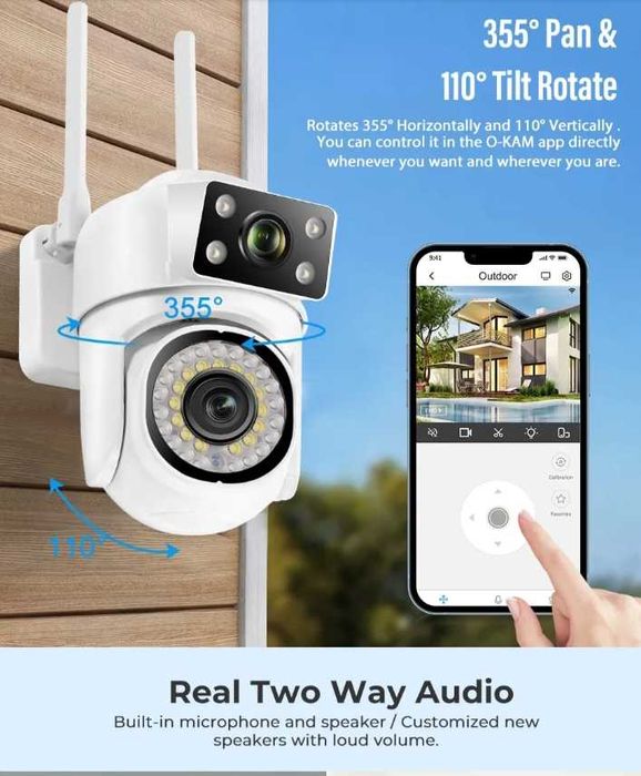 Podwójna kamera obrotowa 8mpx zewnętrzna Wi-Fi 2,4/5ghz+pamięć 64gb