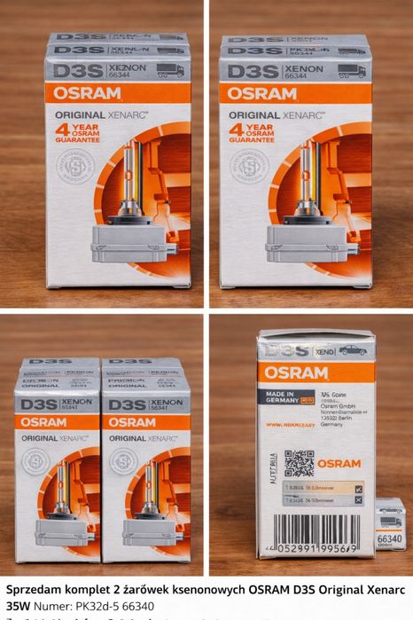 OSRAM D3S Original Xenarc 35W – komplet 2 szt – nowe