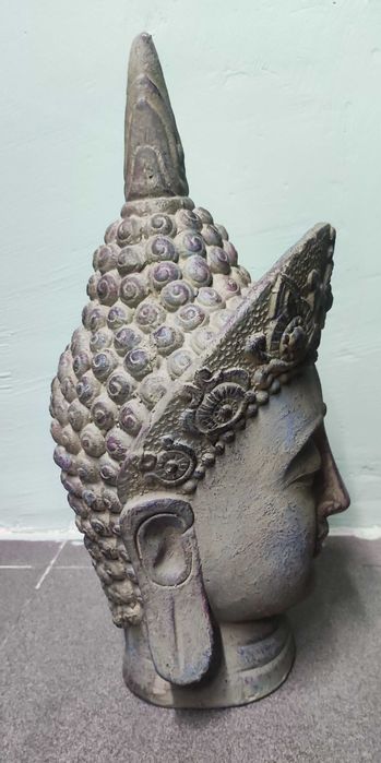 Escultura Estatueta Buda Buddha em pó de mármore patina