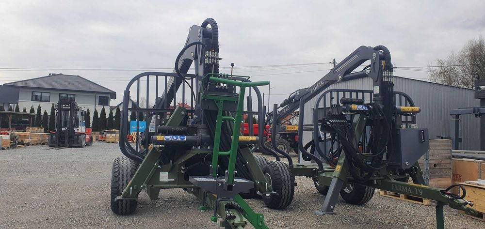 NOWA PRZYCZEPA LEŚNA Farma do drewna żuraw 9t Dźwig 6.7m HDS chwytak